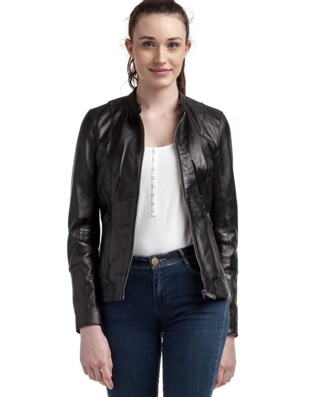 Hot Chyston Veste en Cuir Ellyn noire