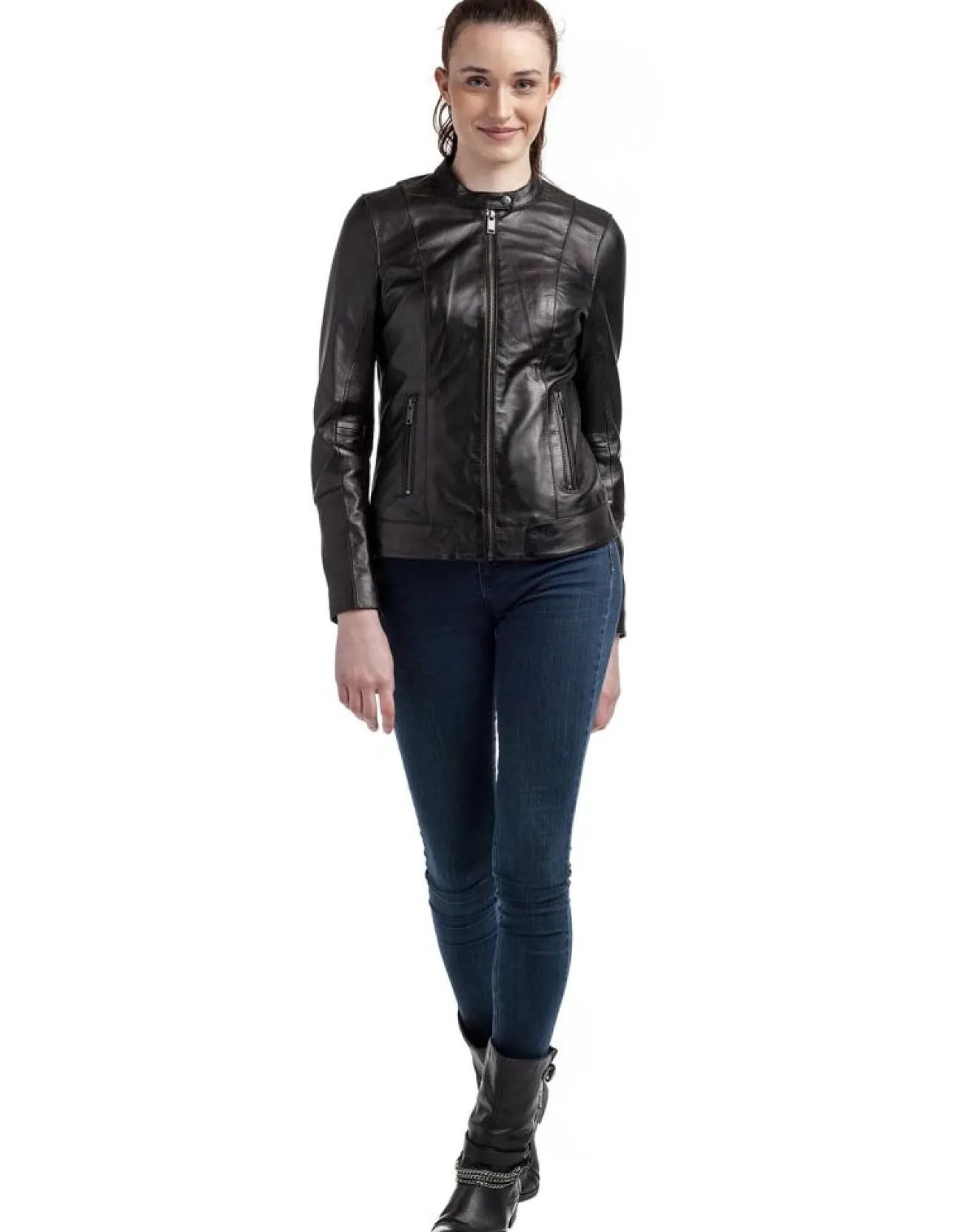 Hot Chyston Veste en Cuir Ellyn noire