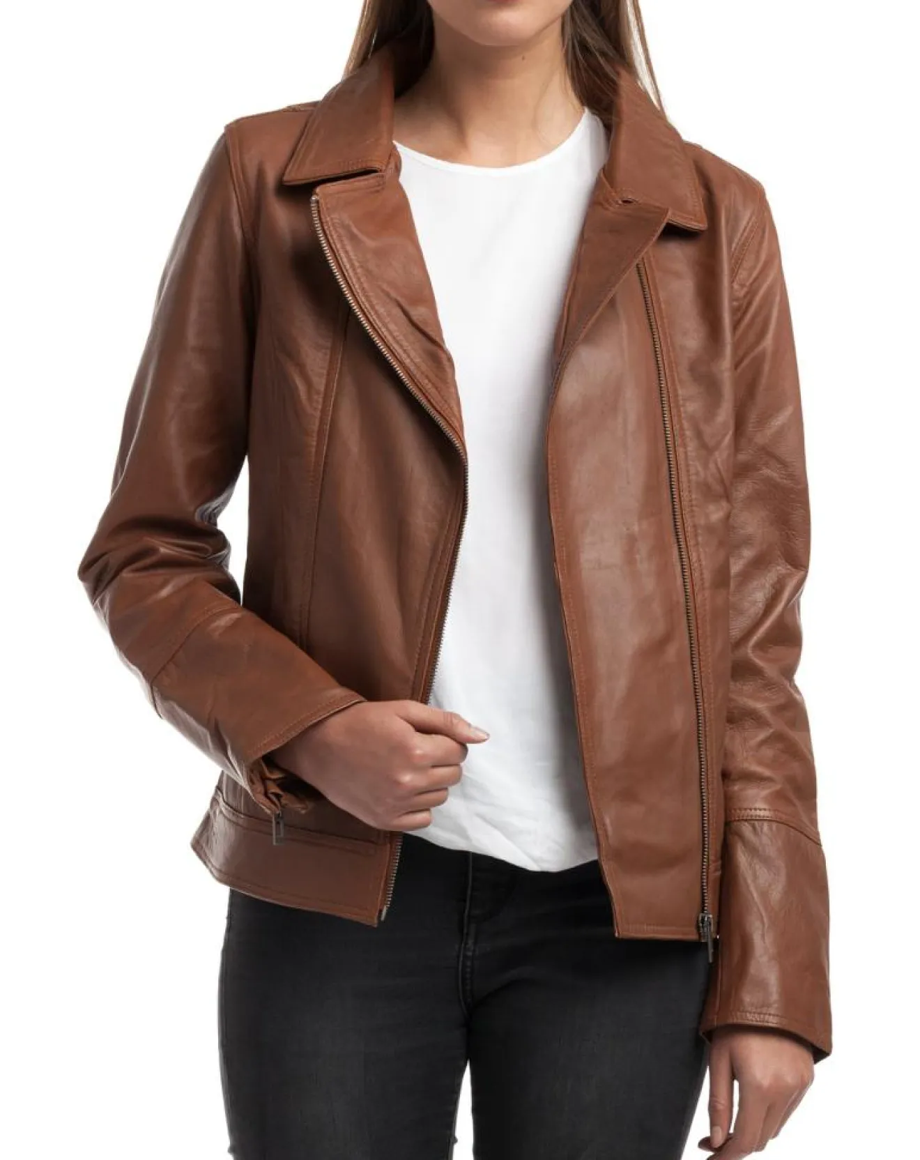 Discount Chyston Veste en Cuir Elodie cognac