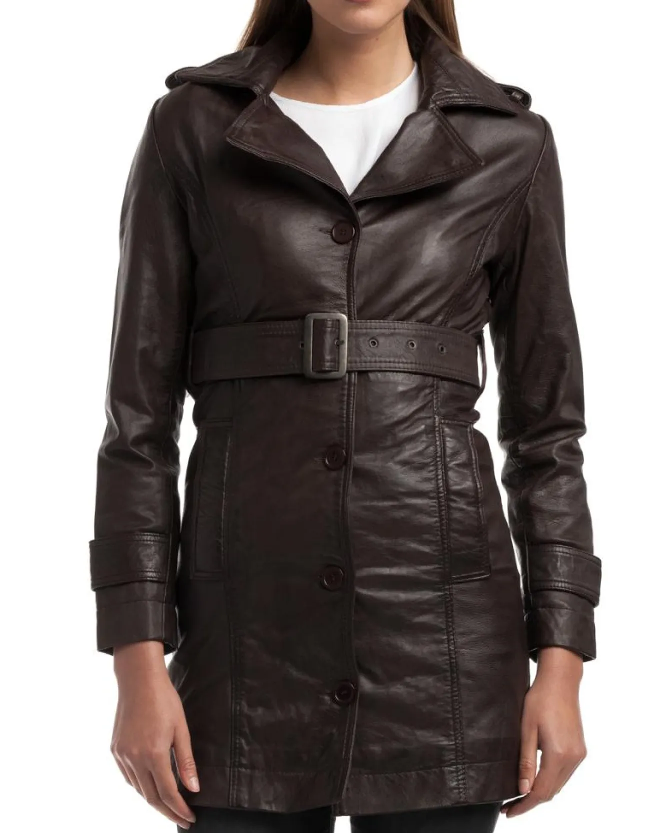 Clearance Chyston Veste en Cuir Elsa marron