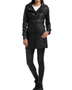 Femme Chyston Veste en Cuir Elsa noire