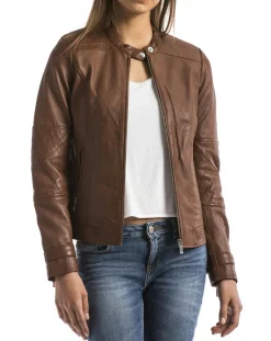 Hot Blue Wellford Veste en Cuir Euphrate cognac