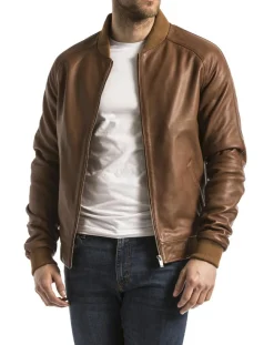 Sale Blue Wellford Veste en Cuir Eze cognac