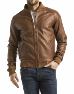 Sale Blue Wellford Veste en Cuir Eze cognac