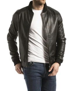 Homme Blue Wellford Veste en Cuir Eze noire