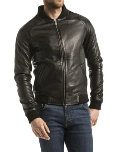 Homme Blue Wellford Veste en Cuir Eze noire