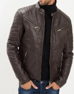 Best Chyston Veste en Cuir Flash marron