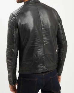 Homme Chyston Veste en Cuir Flash noire