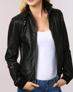 Femme Chyston Veste en Cuir Gema noire