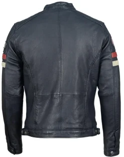 Clearance Chyston Veste en Cuir Harty bleu marine