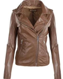 Femme Chyston Veste en Cuir Hortence cognac