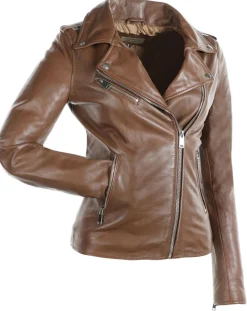 Femme Chyston Veste en Cuir Hortence cognac