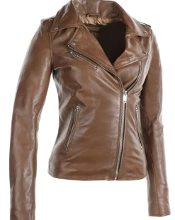 Femme Chyston Veste en Cuir Hortence cognac