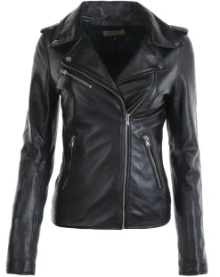 Hot Chyston Veste en Cuir Hortence noire