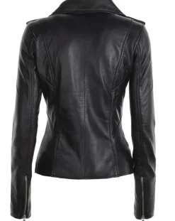 Hot Chyston Veste en Cuir Hortence noire