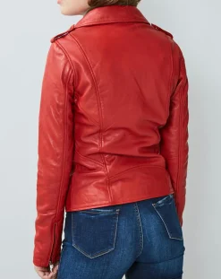 Hot Chyston Veste en Cuir Hortence rouge