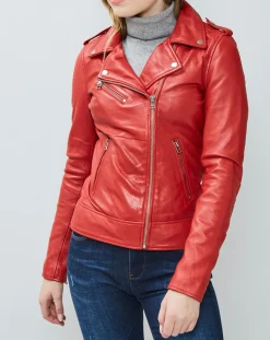 Hot Chyston Veste en Cuir Hortence rouge