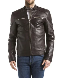 Homme Blue Wellford Veste en Cuir Idannus marron