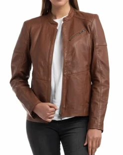 Femme Chyston Veste en Cuir Ivette cognac
