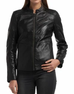 Femme Chyston Veste en Cuir Ivette noire