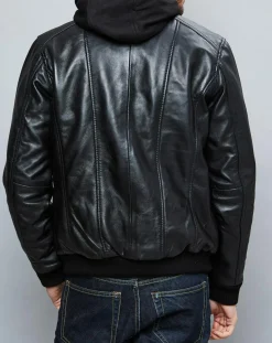 Homme Chyston Veste en Cuir Jack noire