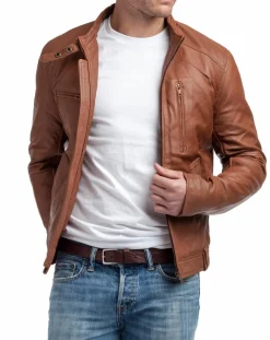 Online Chyston Veste en Cuir Jacky cognac