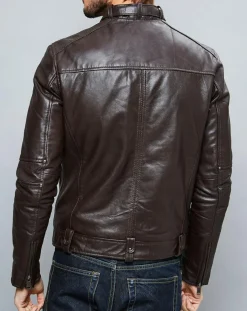 Hot Chyston Veste en Cuir Jacky marron