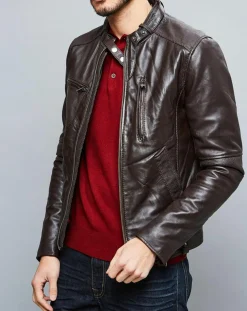 Hot Chyston Veste en Cuir Jacky marron