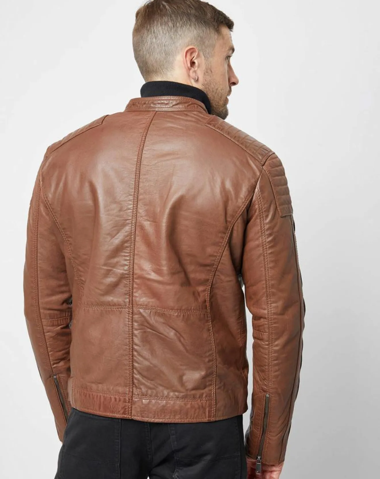 Hot Chyston Veste en Cuir Jefferson cognac