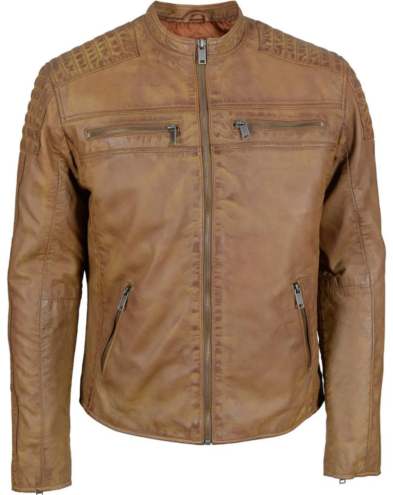 Hot Chyston Veste en Cuir Jefferson cognac