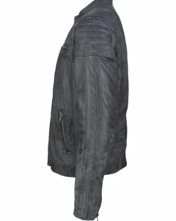 Homme Chyston Veste en Cuir Jefferson noire