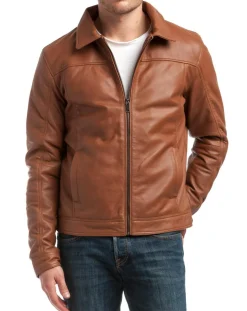 Sale Chyston Veste en Cuir Karlton cognac