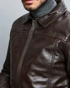 Homme Chyston Veste en Cuir Karlton marron