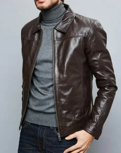 Homme Chyston Veste en Cuir Karlton marron