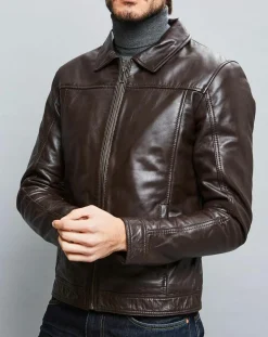 Homme Chyston Veste en Cuir Karlton marron