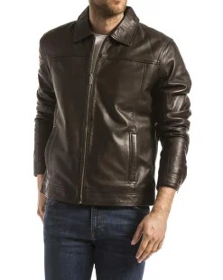 Homme Blue Wellford Veste en Cuir Koluton marron