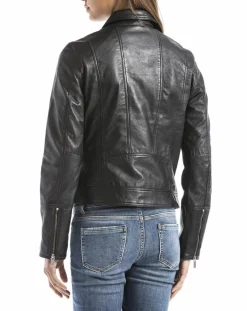 Femme Blue Wellford Veste en cuir Laita noire