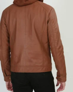 Homme Chyston Veste en Cuir Leif cognac
