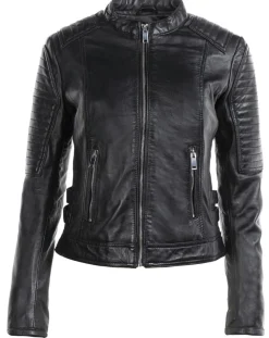 Femme Chyston Veste en Cuir Lena noire