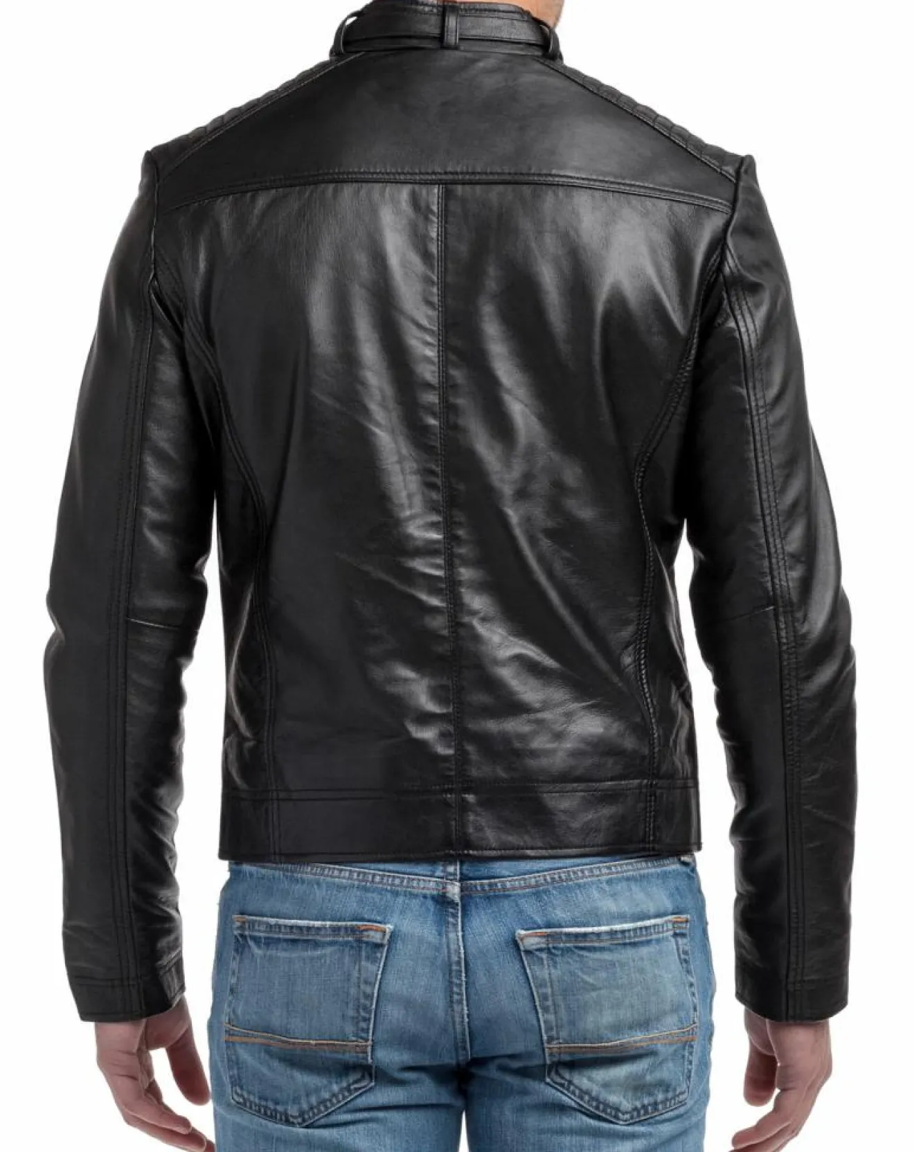 Homme Chyston Veste en cuir léo noir