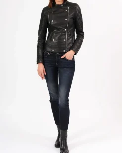 Discount Blue Wellford Veste en Cuir Marion noire