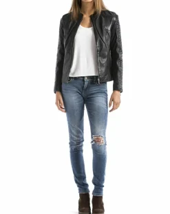 Femme Blue Wellford Veste en Cuir Maritza noire