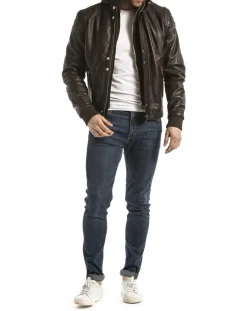 Homme Blue Wellford Veste en Cuir Maros marron