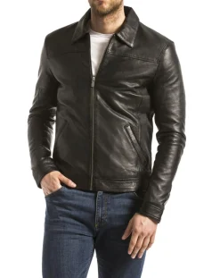 Homme Blue Wellford Veste en Cuir Mekong noire