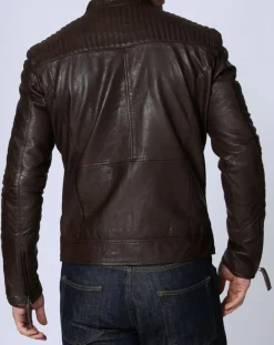 Homme Chyston Veste en Cuir Michael marron