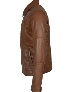 Homme Blue Wellford Veste en Cuir Micky cognac