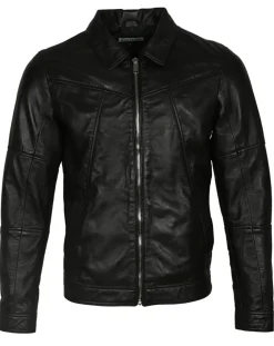 Outlet Blue Wellford Veste en Cuir Micky noire