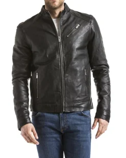 Homme Blue Wellford Veste en Cuir Mino noire