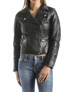 Blue Wellford Veste en Cuir Nile noire