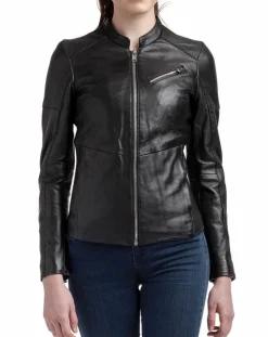 Hot Blue Wellford Veste en Cuir Nova noire